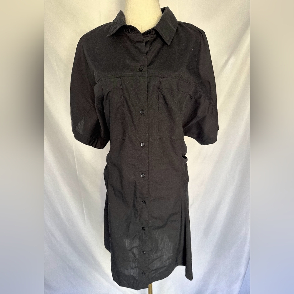 Abercrombie & Fitch Collared Button-Down Black Shirtdress Size XL Cotton Blend